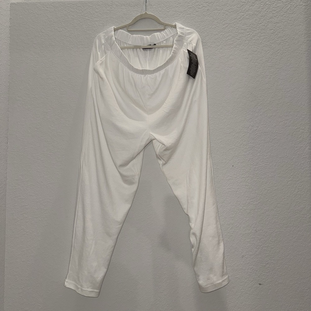 Roamans Woman White Stretch Pants Size 1Xp (22/24) Comfy Casual wear Lounge NWT